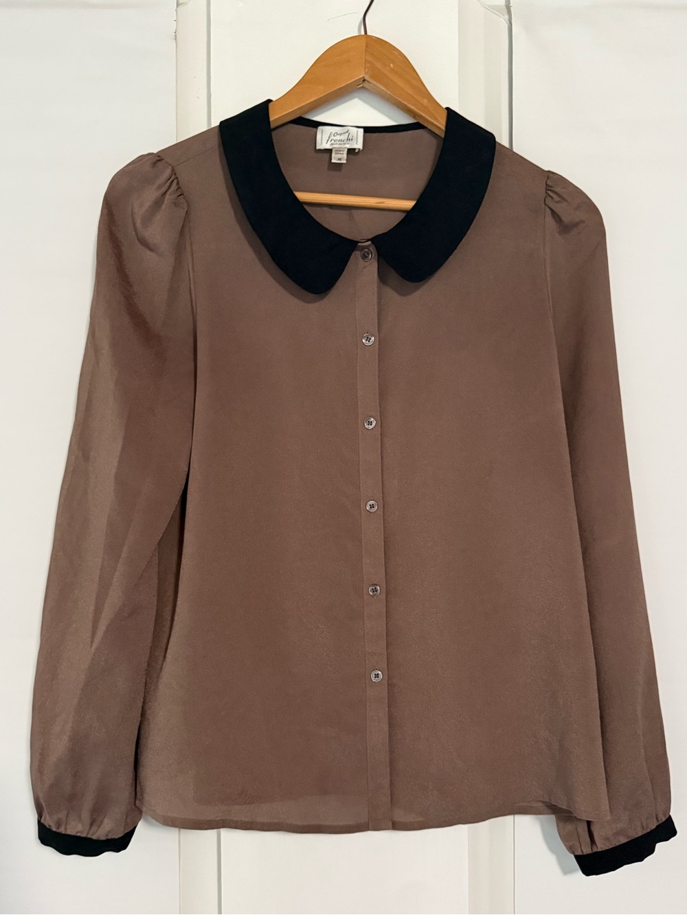 Original Frenchi Brown and black blouse Sz M